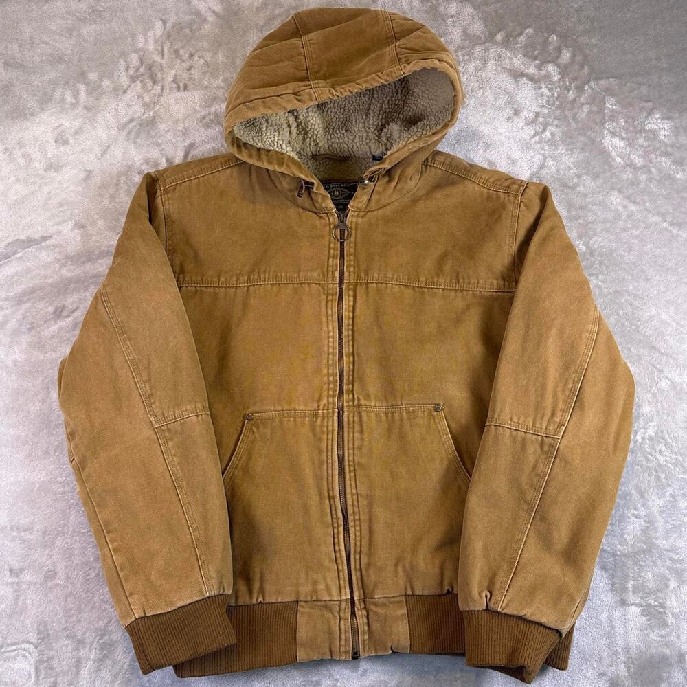 GH Bass & Co. Hooded Duck Canvas Jacket Men’s XL Sherpa Lined Work Coat Brown